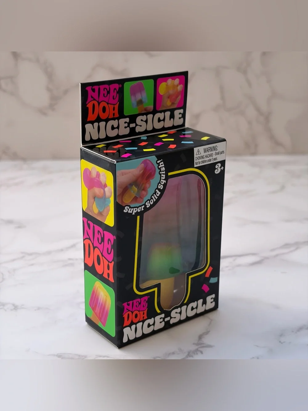 Nee Doh Nice-sicle Super Solid Squish! Fidget Toy Pink/Orange New Authentic